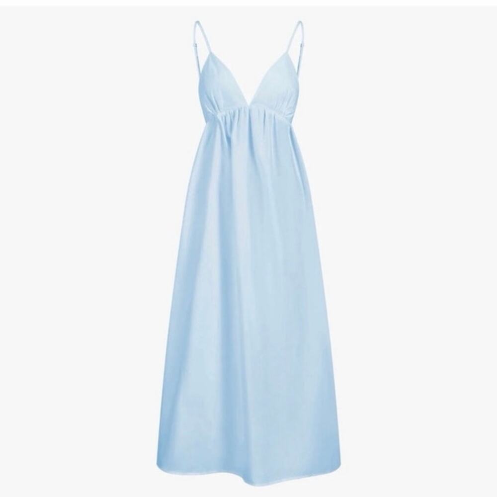 Commense Coastal Cowgirl Open Back
Long Dress 100% Cotton SzM light blue